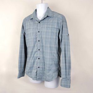 REI Light Blue Plaid Long Sleeve Vented Fishing Hiking Outdoor Shirt Size Small